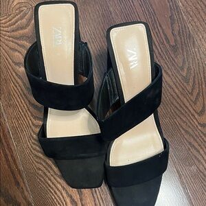 Zara Elegant Black Heeled Sandals